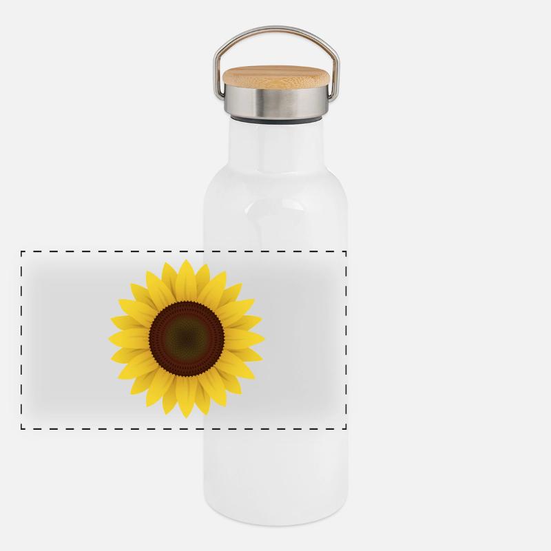 Sonnenblume Geschenk Idee Panorama Thermosflasche mit Bambusdeckel