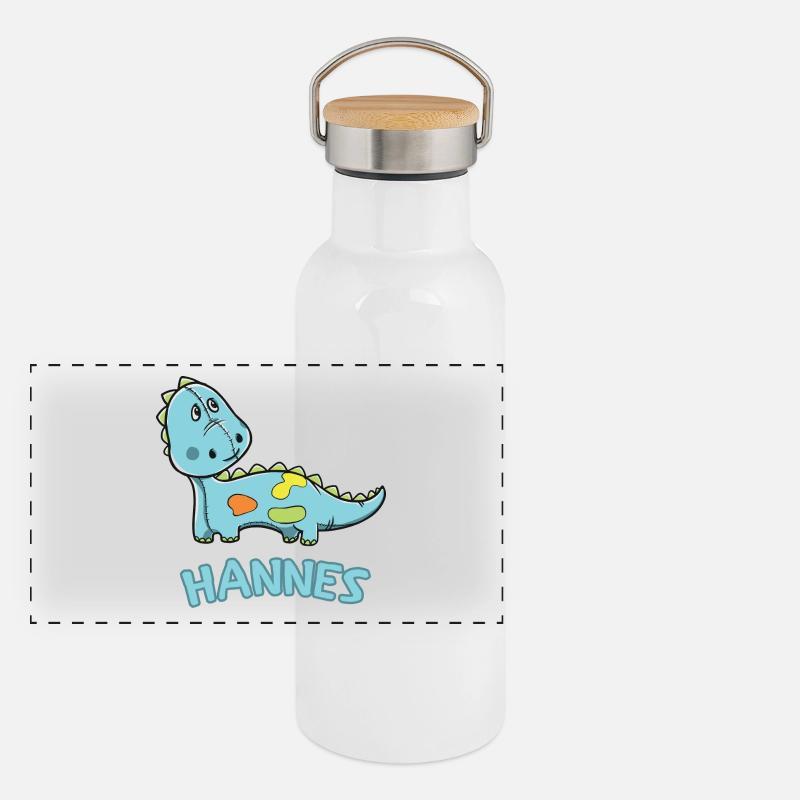 Dinosaur funny child Hannes birthday gift Panoramic Thermal Bottle with Bamboo Lid