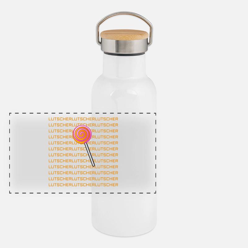Lutscher - Panorama Thermosflasche mit Bambusdeckel - Weiß