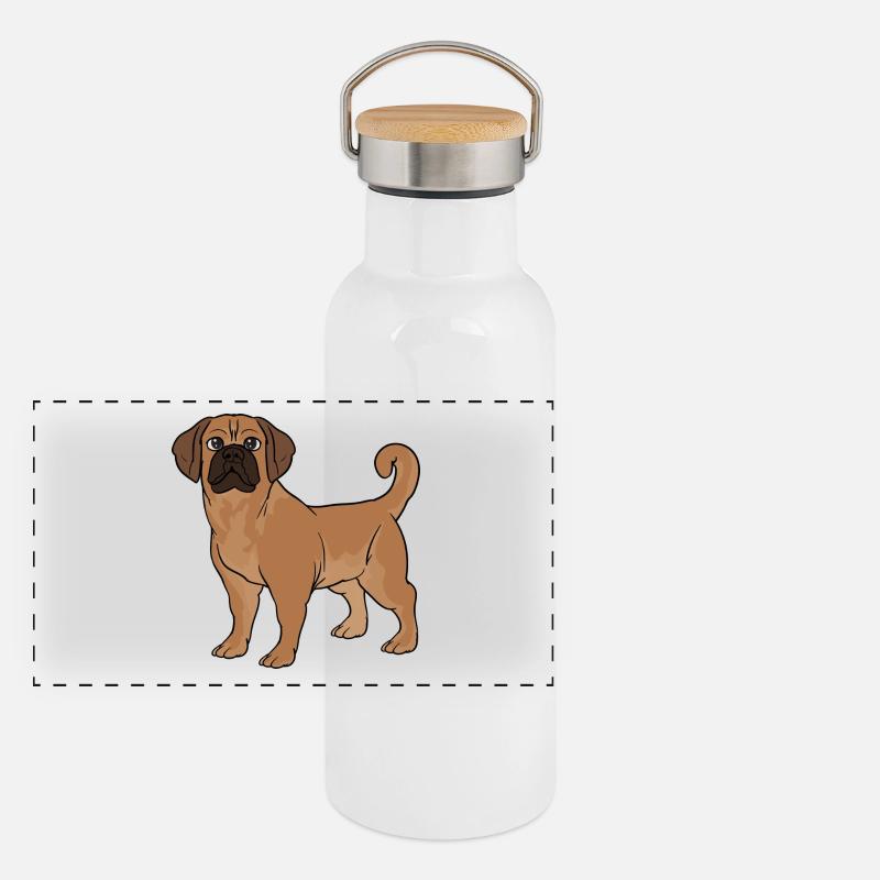 Puggle beagle carlin Gourde isotherme avec bouchon en bambou