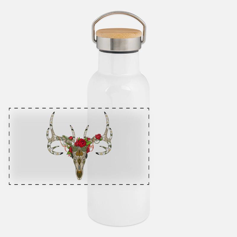 Los Muertos Hirsch Panorama Thermosflasche mit Bambusdeckel