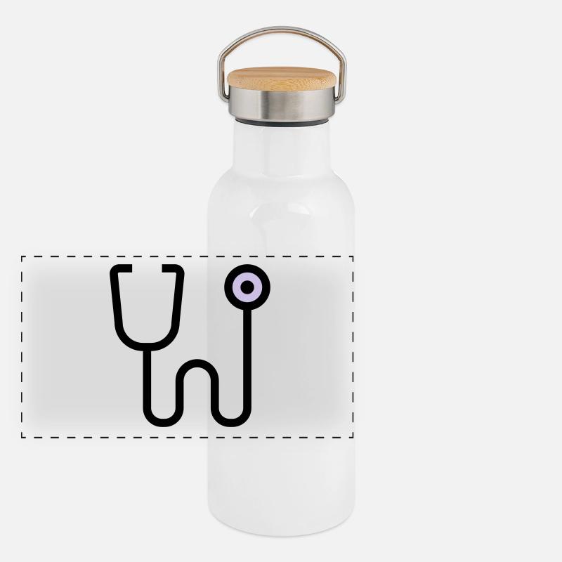 Stethoscop Untersuchung vom Doktor Arzt Panorama Thermosflasche mit Bambusdeckel