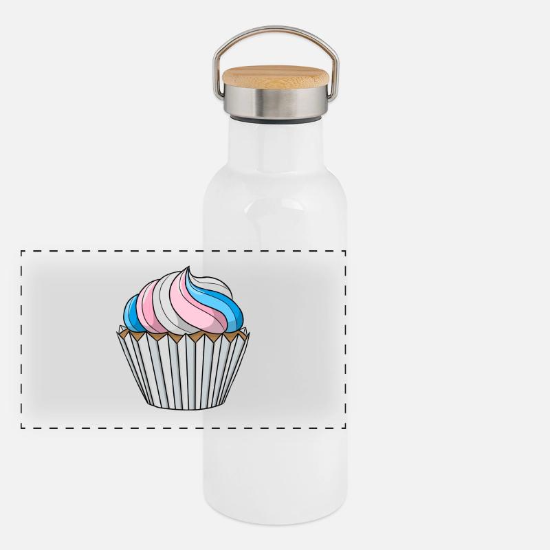 Transgender Pride Cupcake Panorama Thermosflasche mit Bambusdeckel