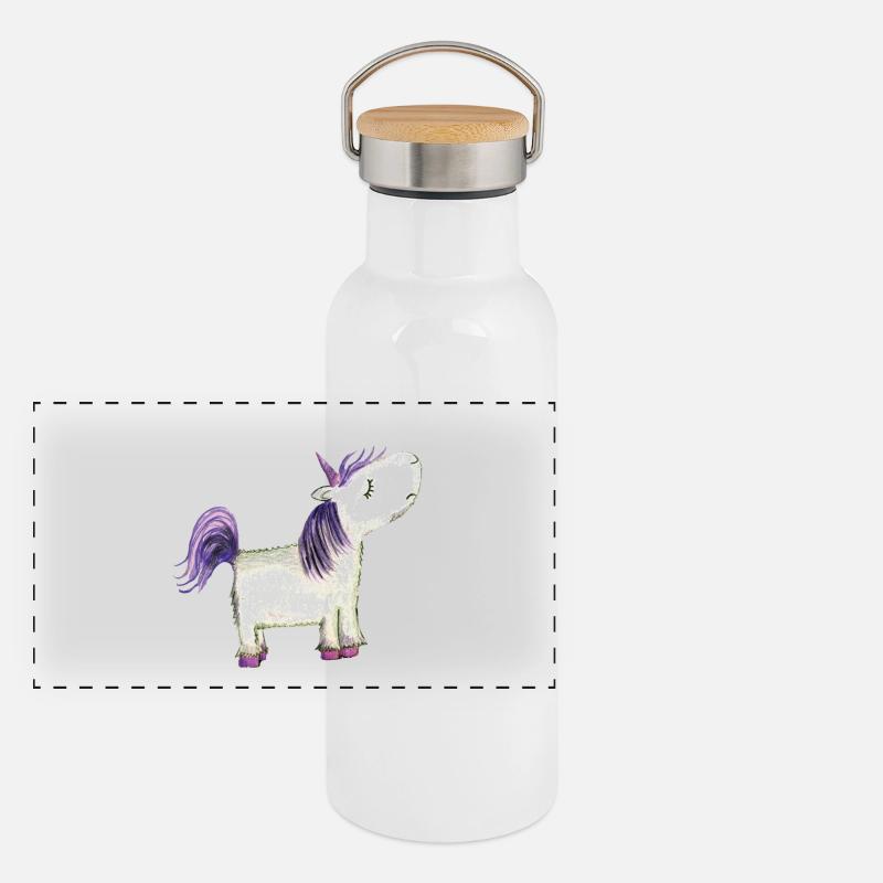 Beleidigtes Einhorn Panorama Thermosflasche mit Bambusdeckel