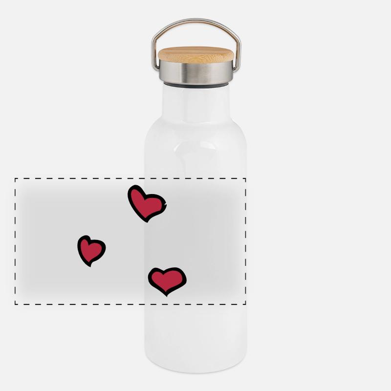 Herzen, Hearts, Liebe Panorama Thermosflasche mit Bambusdeckel