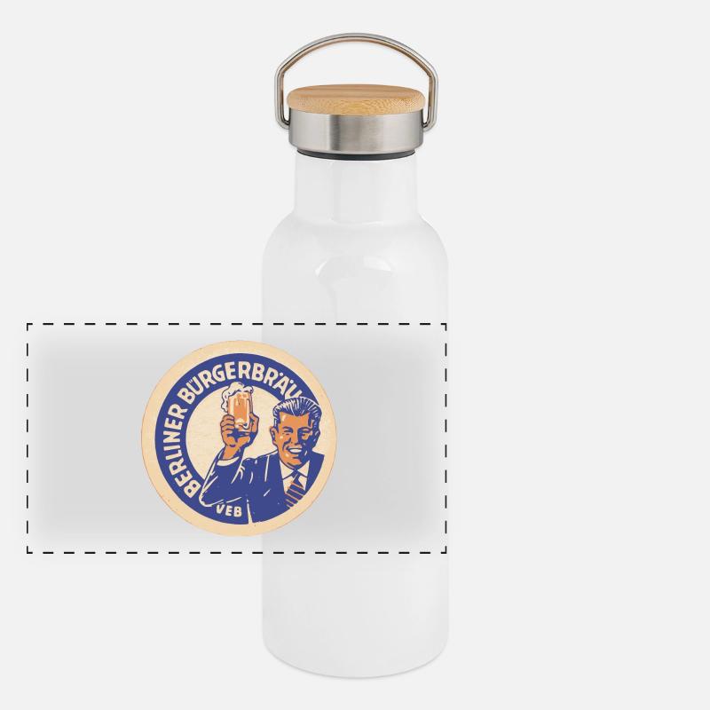 VEB Berliner Buergerbraeu Panoramic Thermal Bottle with Bamboo Lid