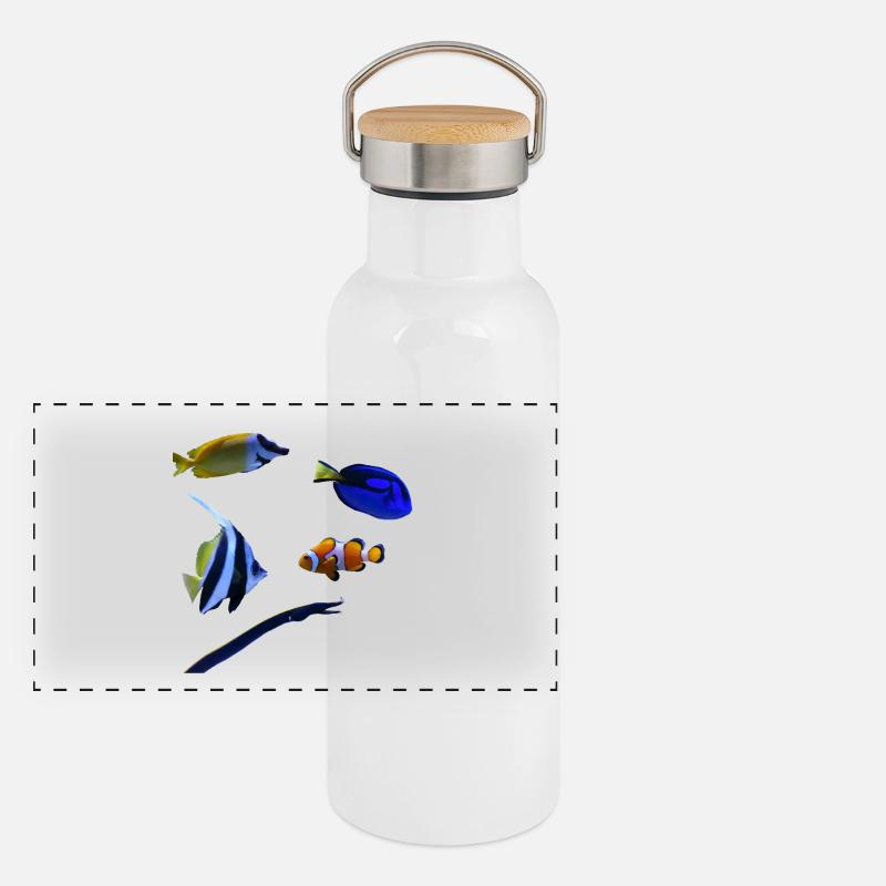 Marine fish Panoramic Thermal Bottle with Bamboo Lid