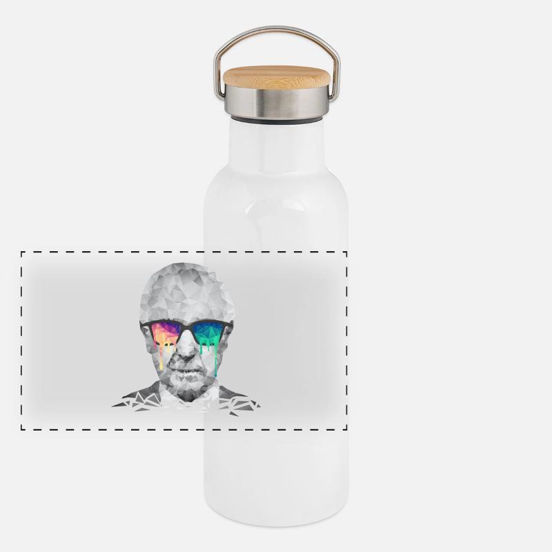 Albert Hofmann - Psychedelic Polygon Portrait Panorama Thermosflasche mit Bambusdeckel
