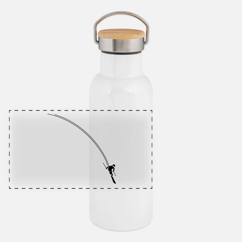 Skifahrer Panorama Thermosflasche mit Bambusdeckel