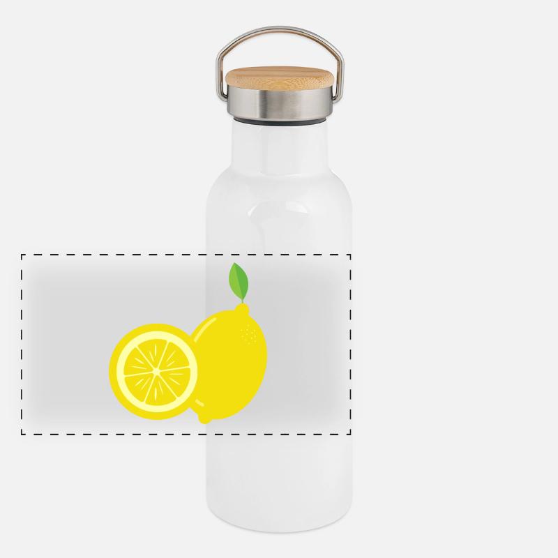 Zitrone - Just a lemon Panorama Thermosflasche mit Bambusdeckel