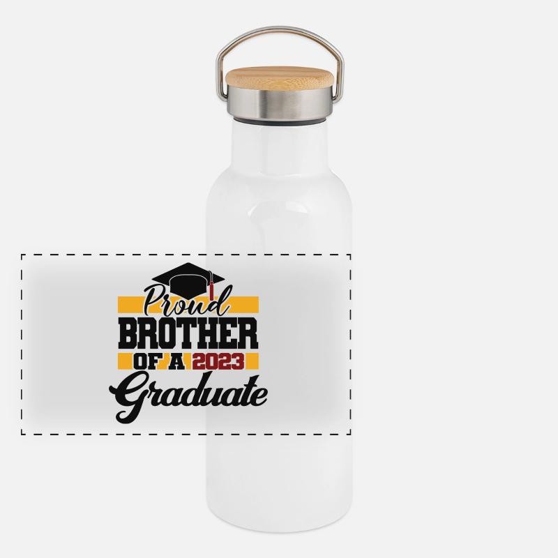 Stolzer Bruder eines Abschlussgeschenks 2023 Panorama Thermosflasche mit Bambusdeckel