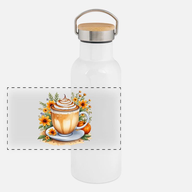 Kürbis-Latte Panorama Thermosflasche mit Bambusdeckel