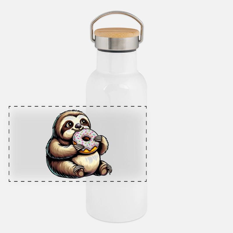 Cute Sloth Donut Cartoon Animal Panoramic Thermal Bottle with Bamboo Lid