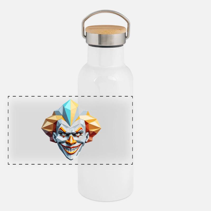 Clown Mask - Low Poly Design Panoramic Thermal Bottle with Bamboo Lid