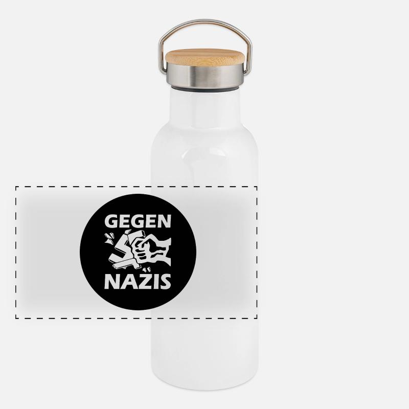Gegen nazis Panorama Thermosflasche mit Bambusdeckel