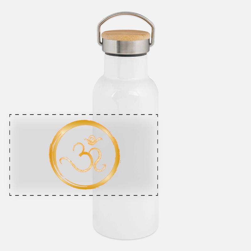 Ohm-Kreis Panorama Thermosflasche mit Bambusdeckel