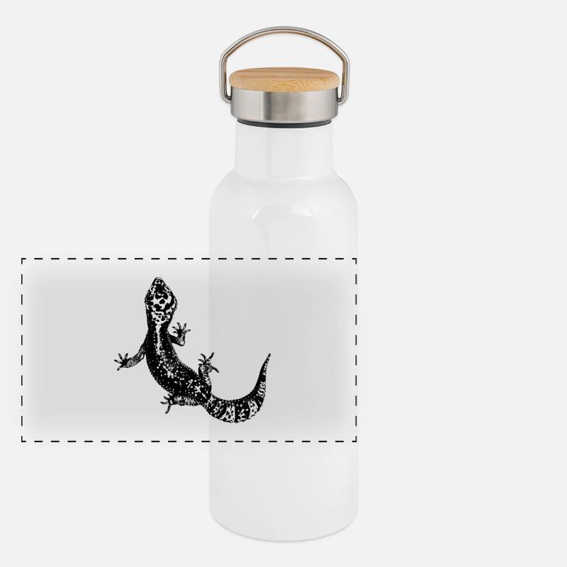 Leopardgecko / Gecko Panorama Thermosflasche mit Bambusdeckel