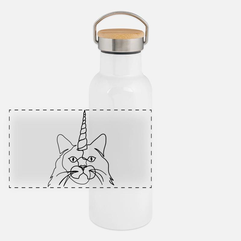 Chat Licorne - Chat Licorne Gourde isotherme avec bouchon en bambou