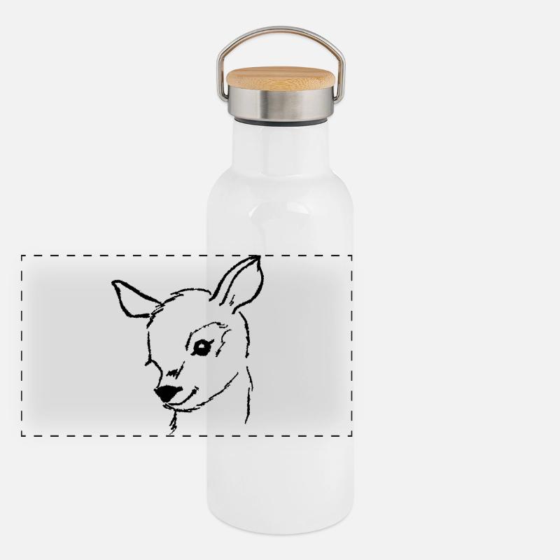 Roe deer fawn hand painted deer head Panoramic Thermal Bottle with Bamboo Lid