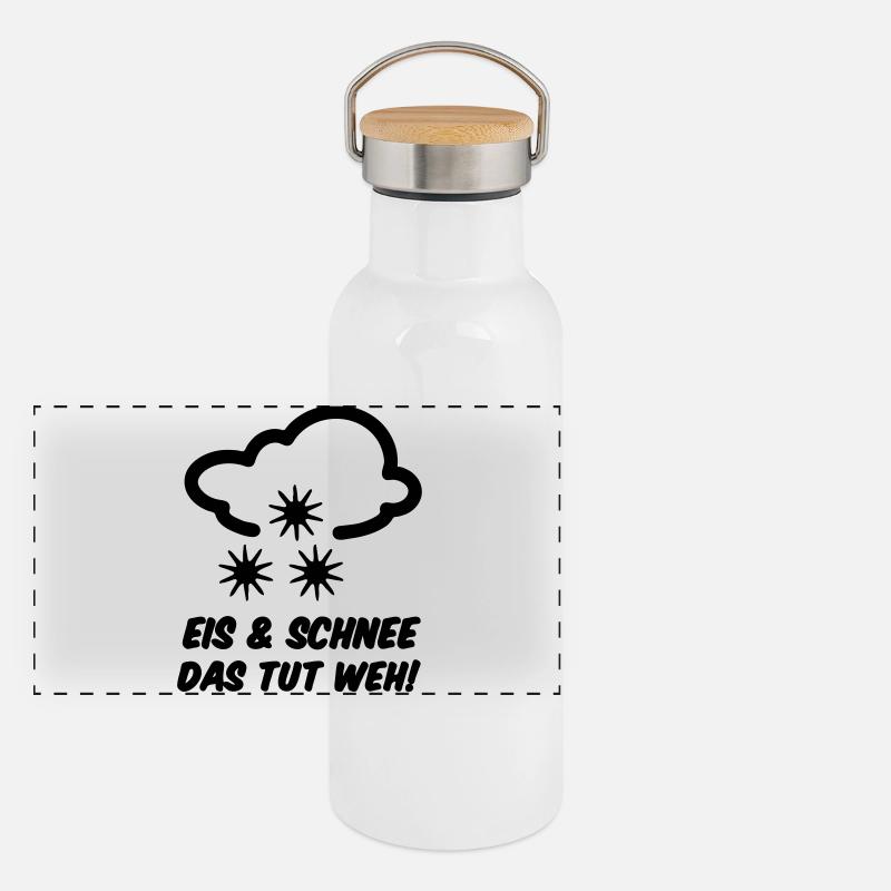 Winter Eis Schnee Spruch lustig Geschenk Panorama Thermosflasche mit Bambusdeckel