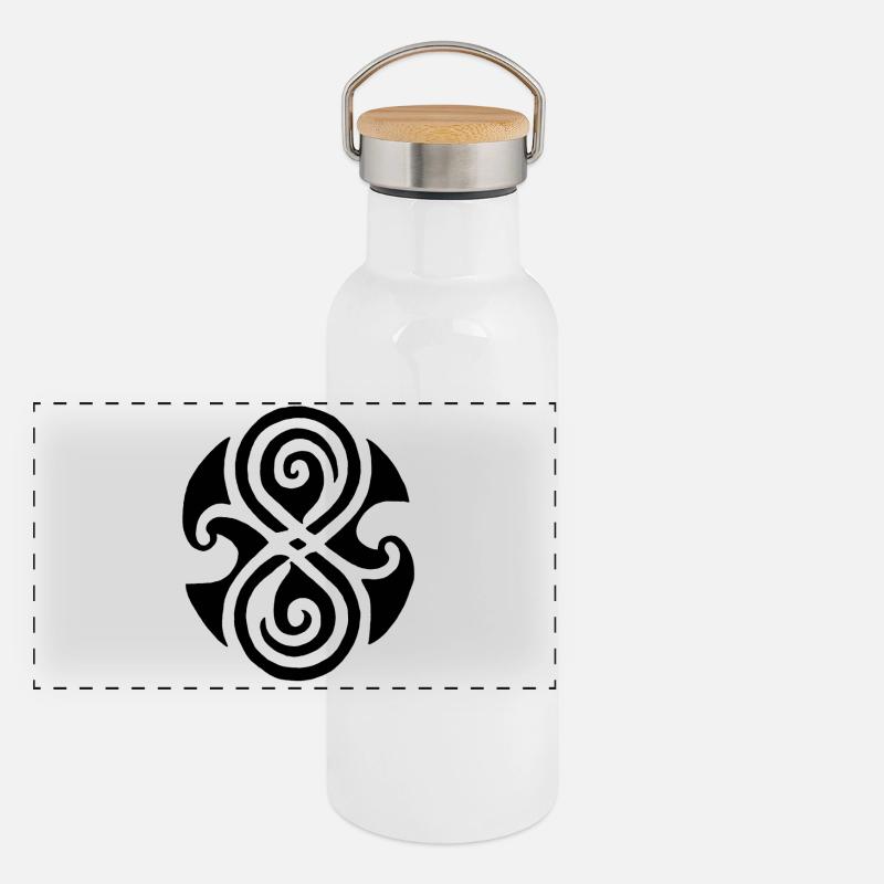 Schwarzes keltisches Symbol Panorama Thermosflasche mit Bambusdeckel