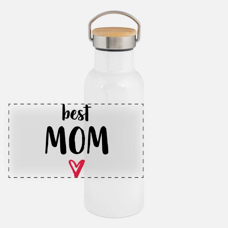best Mom I Herz Geschenk Mama Mutter Mutti Mami Panorama Thermosflasche mit Bambusdeckel