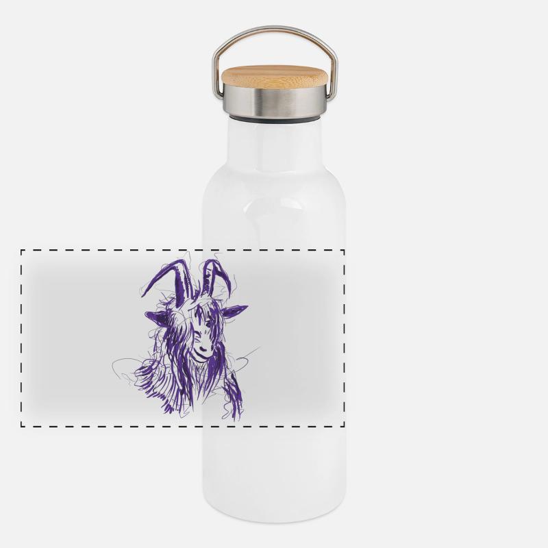 Bock (lila) Panorama Thermosflasche mit Bambusdeckel