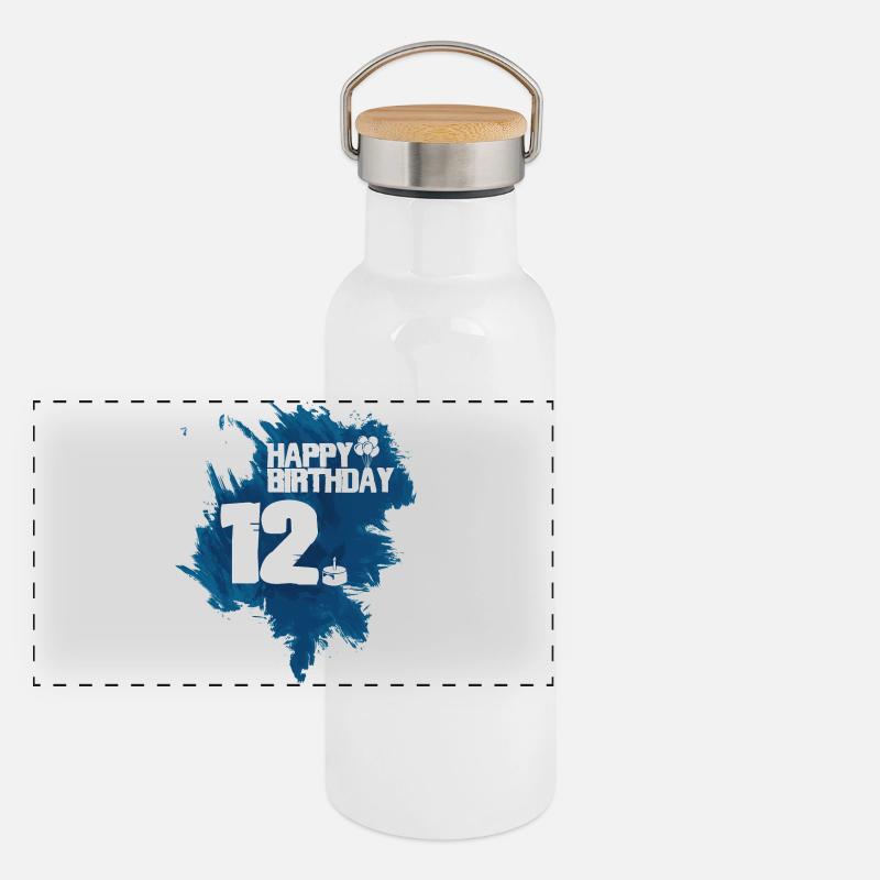 Joyeux anniversaire - 12 ans Gourde isotherme avec bouchon en bambou