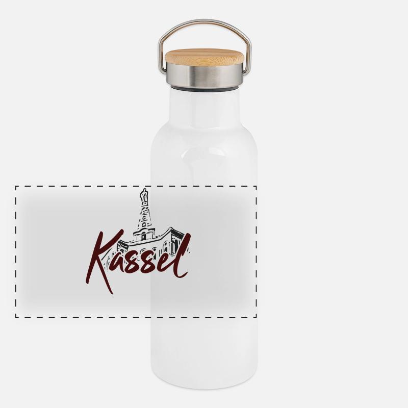 Herkules Kassel Panorama Thermosflasche mit Bambusdeckel