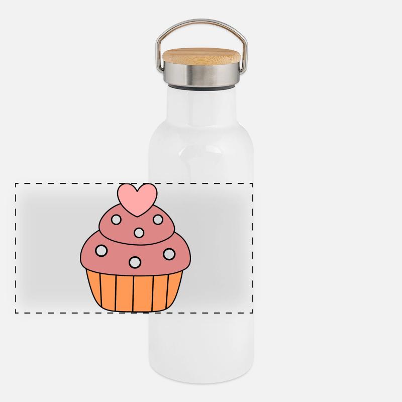 kochen backen Herz Kuchen cupcake bunt Geschenk Panorama Thermosflasche mit Bambusdeckel