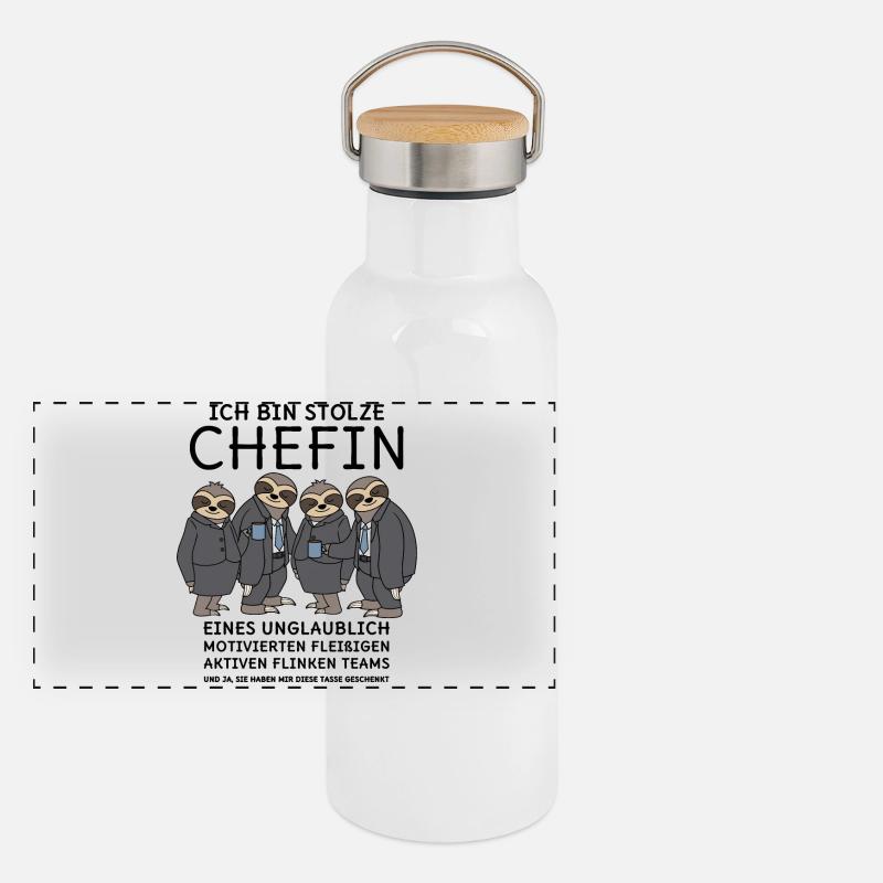 Unglaublich fleißiges Team Faultiere Stolze Chefin Panorama Thermosflasche mit Bambusdeckel