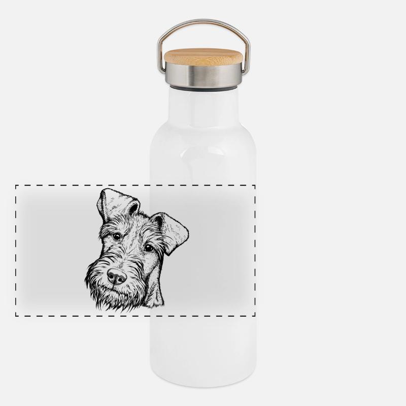 Irish Terrier Portrait frontal Gourde isotherme avec bouchon en bambou