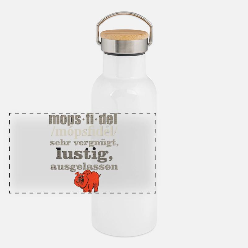 mopsfidel Panorama Thermosflasche mit Bambusdeckel