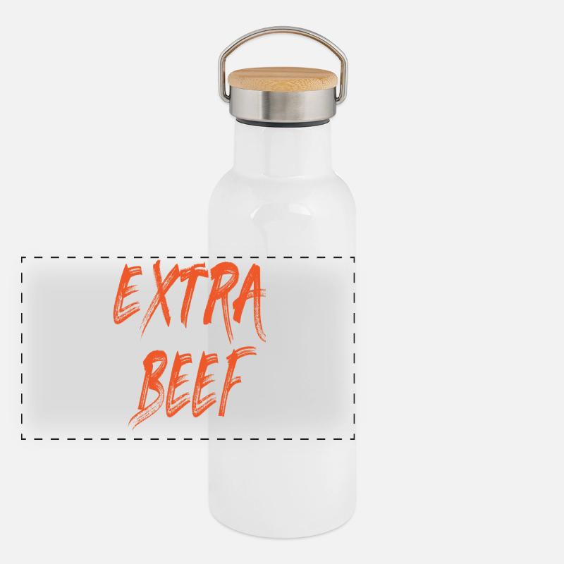 The Extra Beef - Panoramic Thermal Bottle with Bamboo Lid - white