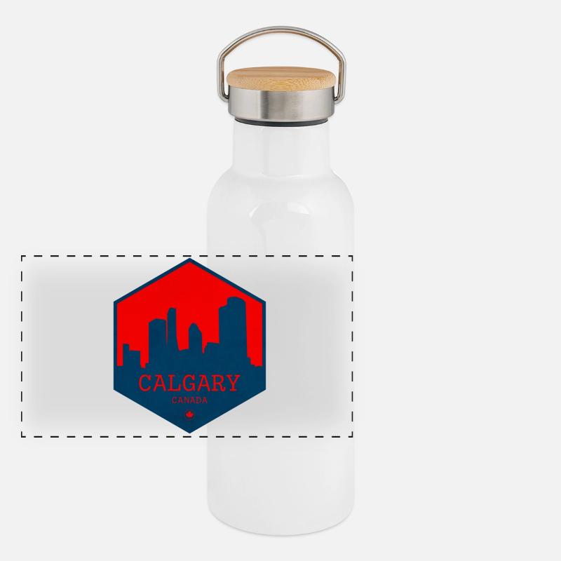Calgary Skyline, Canada – Conception de l’emblème urbain Gourde isotherme avec bouchon en bambou