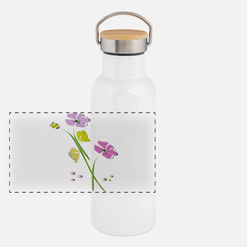 Blumen, Flowers Panorama Thermosflasche mit Bambusdeckel