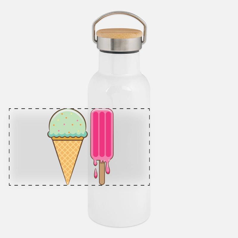 J’aime la crème glacée Gourde isotherme avec bouchon en bambou