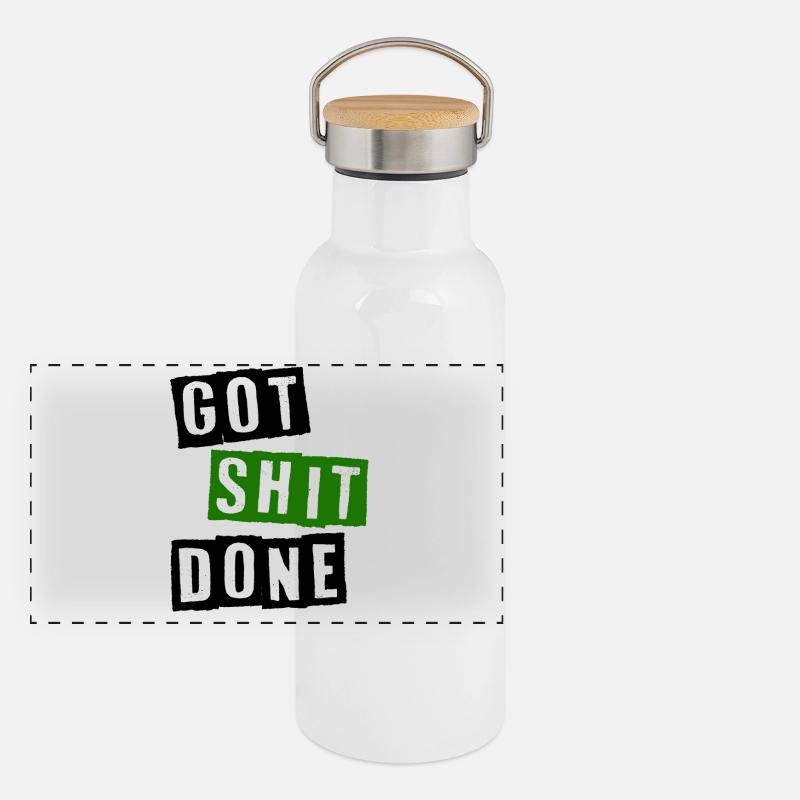 Got shit done Panorama Thermosflasche mit Bambusdeckel
