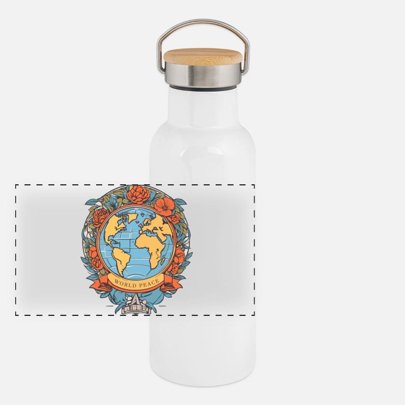 Weltfrieden auf der Erde Panorama Thermosflasche mit Bambusdeckel