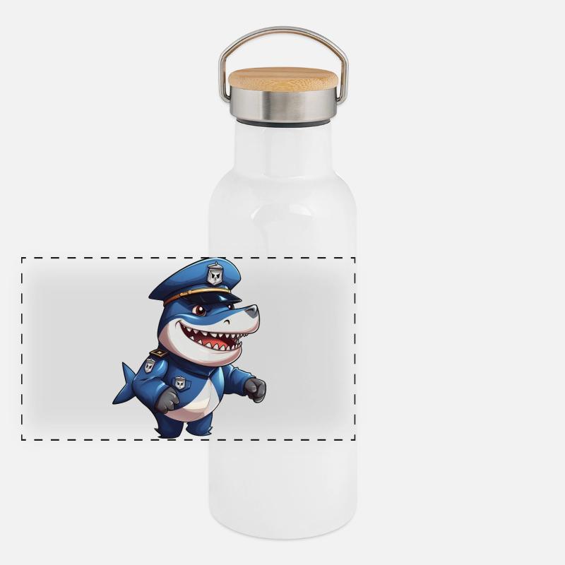 Police des requins Gourde isotherme avec bouchon en bambou