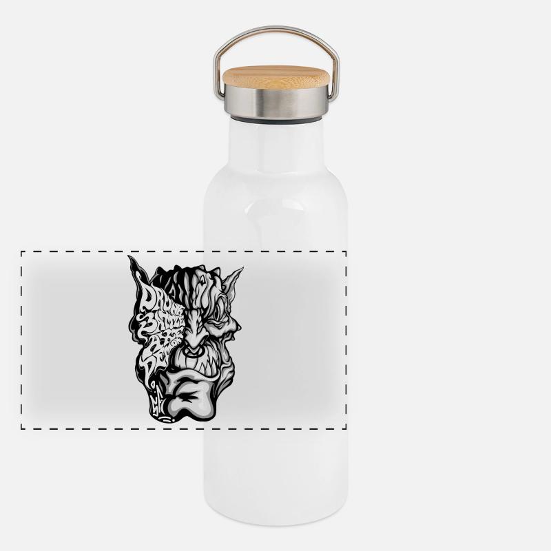Drunk Battle Axe Demon Panoramic Thermal Bottle with Bamboo Lid