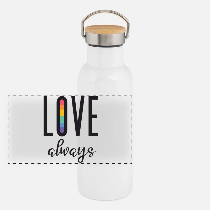 LGBT Pride Month - Liebe immer Panorama Thermosflasche mit Bambusdeckel