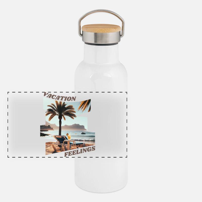 Vacation Feelings Beach Getaway Panoramic Thermal Bottle with Bamboo Lid
