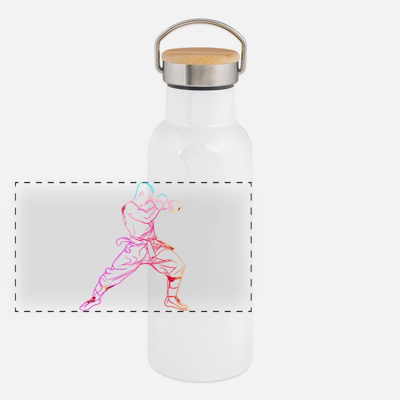 Oldschool Kickboxer Panoramic Thermal Bottle with Bamboo Lid