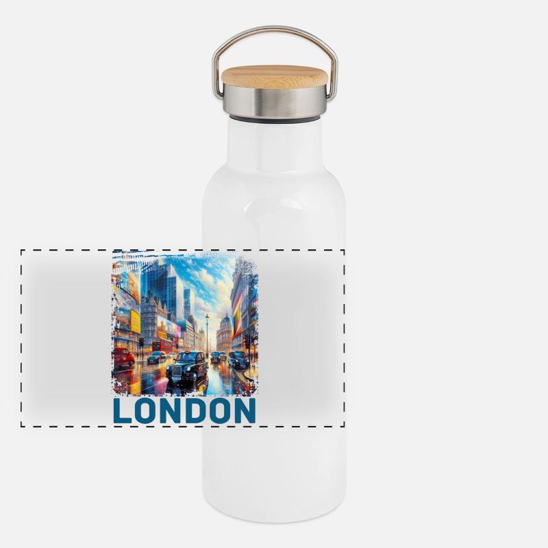 Panorama Thermosflasche mit Bambusdeckel