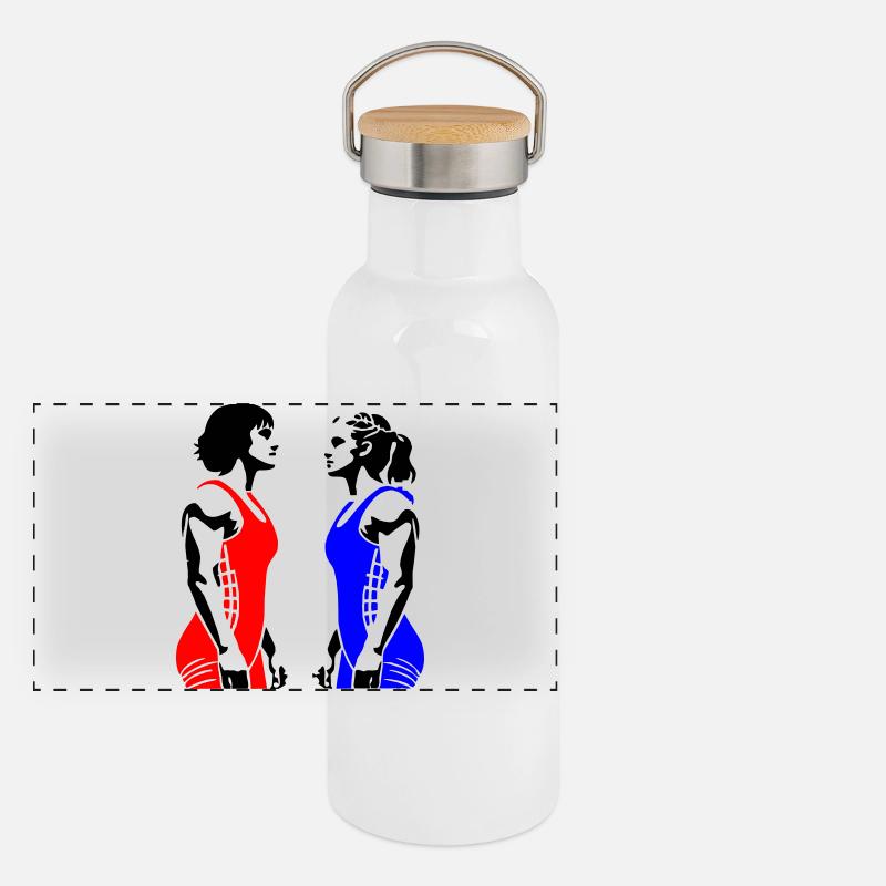 Lutte féminine Gourde isotherme avec bouchon en bambou