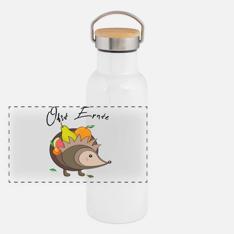 Fruit Harvest Hedgehog Panoramic Thermal Bottle with Bamboo Lid