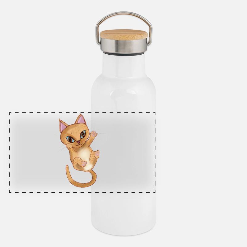 Süßes orangefarbenes Kätzchen Panorama Thermosflasche mit Bambusdeckel