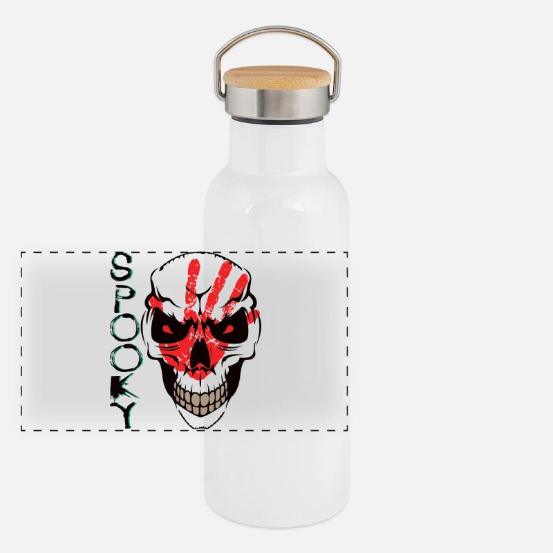 Crâne squelettique effrayant Gourde isotherme avec bouchon en bambou