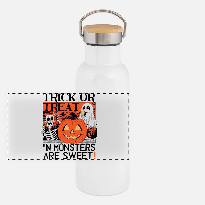 Trick or treat - Panoramic Thermal Bottle with Bamboo Lid - white